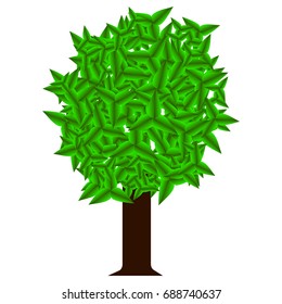 Single green tree on white background vector