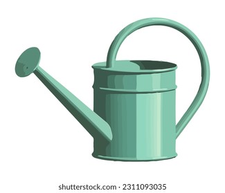 single green Watering can icon isolated