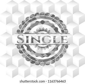 Single grey emblem. Retro with geometric cube white background