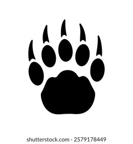 Single grizzly bear paw print icon silhouette vector illustration design on white background.