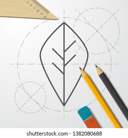 Single growing leaf illustration. Nature and ecology vector icon
