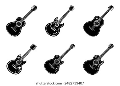 single Guitar Vector Silhouette Vector illustration   