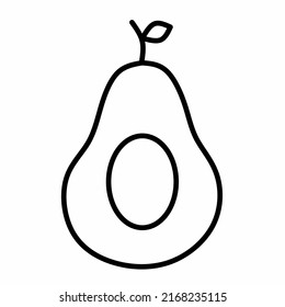 Single half avocado line icon in linear style isolated on white background. Pictogram symbol and illustration for logo. Thin black line vector.
