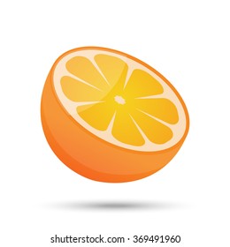 single half orange on white background 