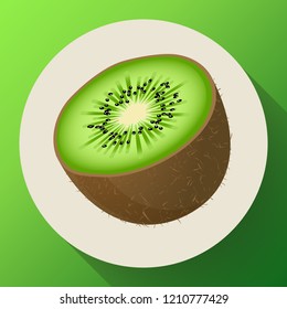 Single half of ripe juicy kiwi fruit icon vector.