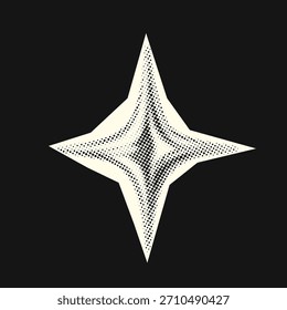 Single halftone sparkle star in Y2K chrome collage style