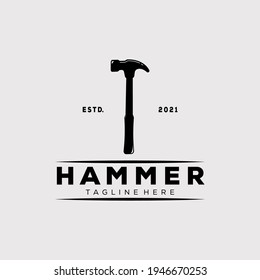 single hammer silhouette logo template vector illustration design. simple classic hammer, service, repair logo concept