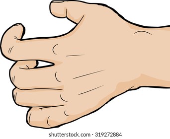 Single hand close up holding nothing over white background