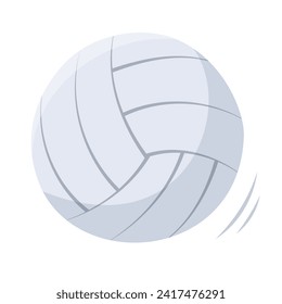 Single hand draw ball for volleyball isolated on white background. Sport equipment for volleyball game. Vector illustration. Flat style. Gray colors.Volleyball icon.