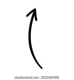 Single hand draw black and white arrow up in doodle, flat style isolated on white background. Vector illustration sketch design element.Icons.