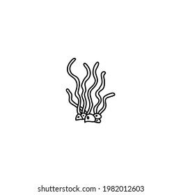 Single hand drawn algae. Doodle vector illustration. Isolated on a white background. Underwater world for summer design