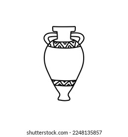 Single hand drawn amphora. Doodle vector illustration. Isolated on a white background.
