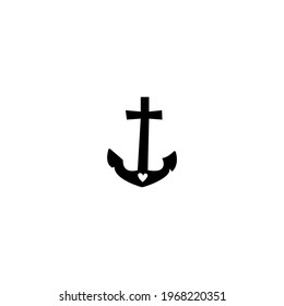 Single hand drawn anchor. Doodle vector illustration. Isolated on a white background