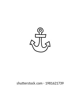 Single hand drawn anchor. Doodle vector illustration. Isolated on a white background. Summer vibe