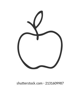 Einhandgezeichneter Apfel. Im Doodle-Stil, schwarze Umrisse einzeln auf weißem Hintergrund. Cute Element für Karte, Social-Media-Banner, Aufkleber, Druck, Dekoration Kinderspielzimmer. Vektorgrafik.