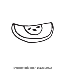 Single hand drawn apple for greeting cards, posters, recipe, culinary design. Isolated on white background. Doodle vector illustration.