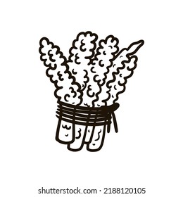 Single hand drawn asparagus. Doodle vector illustration. Isolated on white background.