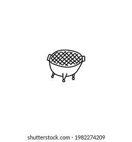Parrilla de barbacoa dibujada a mano única. Ilustración del vector Doodle. Aislado sobre un fondo blanco.