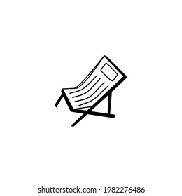 Single hand drawn beach chair, lounge. Doodle vector illustration. Isolated on a white background. Summer vibe