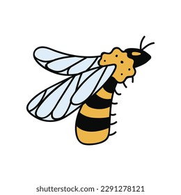 Abeja dibujada a mano única. Ilustración del vector Doodle. Aislado sobre un fondo blanco. Imágenes prediseñadas