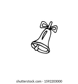 Single hand drawn bell. Doodle vector illustration. Celebration element for greeting cards, posters, stickers and design. Isolated on white background