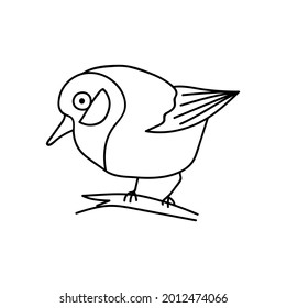 Single hand drawn bird. Doodle vector illustration. Isolated on a white background.