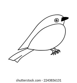 Pájaro dibujado con una sola mano. Ilustración del vector Doodle. Aislado sobre un fondo blanco.