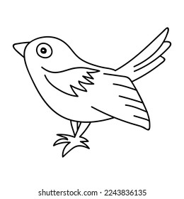 Single hand drawn bird. Doodle vector illustration. Isolated on a white background.