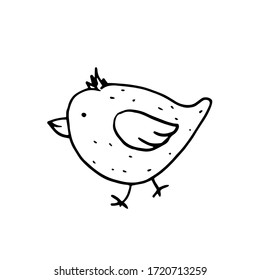 Single hand drawn bird for summer and spring decoration or design. Doodle vector illustration. Isolated on white background