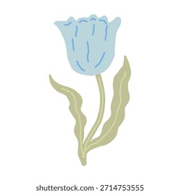Sola mano dibujado azul tulipán flor Ilustración vectorial
