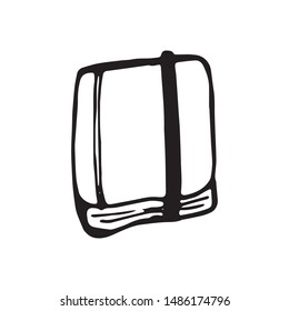 Single hand drawn book. Doodle vector illustration in cute scandinavian style. Element for greeting cards, posters, stickers and seasonal design. Isolated on white background