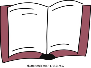 Single hand drawn book. Doodle vector illustration. Isolated. 
