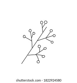 Single hand drawn branch with berries doodle vector illustration