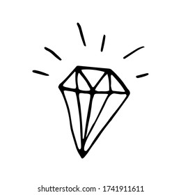 Einhandgezeichneter brillanter Glanz für Grußkarten, Plakate, Frauendesign. Auf weißem Hintergrund isoliert. Doodle Vektorgrafik.