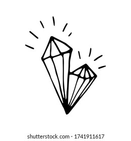 Single hand drawn brilliant shine for greeting cards, posters, woman design. Isolated on white background. Doodle vector illustration.