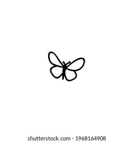 Mariposa dibujada con una sola mano. Ilustración del vector Doodle. Aislado sobre un fondo blanco