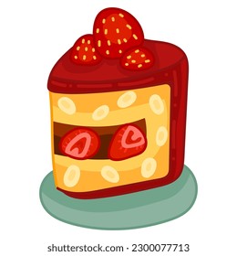 Single hand drawn cake. Vector illustration clip art. Cute element for greeting cards, posters, stickers and seasonal design. Isolated on white background.