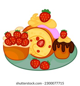 Single hand drawn cake. Vector illustration clip art. Cute element for greeting cards, posters, stickers and seasonal design. Isolated on white background.