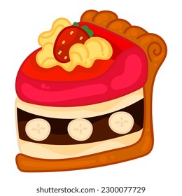 Single hand drawn cake. Vector illustration clip art. Cute element for greeting cards, posters, stickers and seasonal design. Isolated on white background.