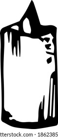 Einzelhandgezeichnete Kerze für Kindergrafik. Doodle, Vektorgrafik. Einzeln auf weißem Hintergrund, schwarz-weißer Grafik