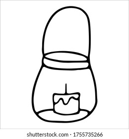 Una vela dibujada a mano. Ilustración del vector Doodle. Invierno elemento acogedor para tarjetas de felicitación, carteles, pegatinas y diseño estacional. Aislado sobre fondo blanco. Elemento de higge escandinavo.