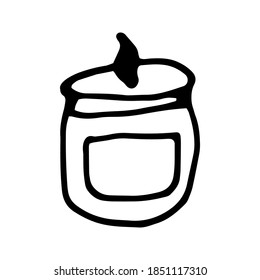 Single hand drawn candle for New Year and Xmas greeting cards, posters, stickers and seasonal design. Isolated on white background. Doodle vector illustration.