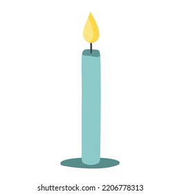Single hand drawn candle for New Year and Xmas greeting cards, posters, stickers and seasonal design. Decorative wax candle for relax and spa.