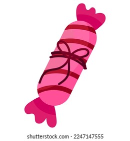 Single hand drawn candy for Valentine s day. Vector illustration clip art. Cute element for greeting cards, posters, stickers and seasonal design. Isolated on white background.