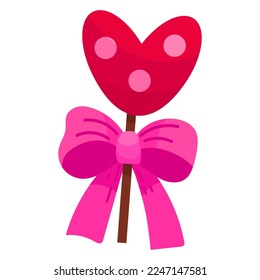 Single hand drawn candy for Valentine s day. Vector illustration clip art. Cute element for greeting cards, posters, stickers and seasonal design. Isolated on white background.