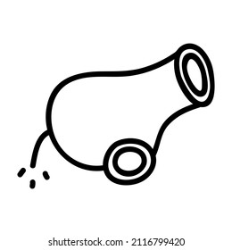 Cañón dibujado a mano única. Ilustración del vector Doodle. Armas de artillería antiguas