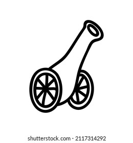 Cañón dibujado a mano única. Ilustración del vector Doodle. Armas de artillería antiguas