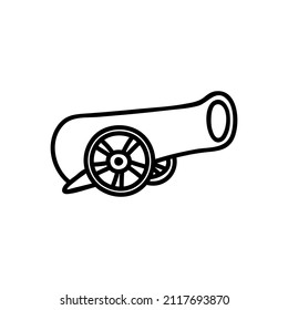 Cañón dibujado a mano única. Ilustración del vector Doodle. Armas de artillería antiguas