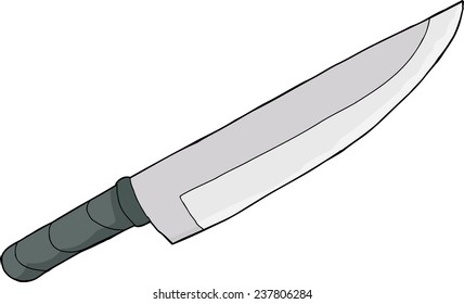 Single hand drawn cartoon knife over white background