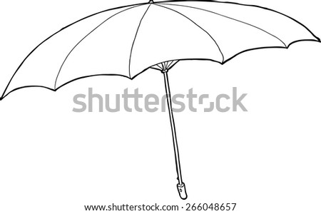 Single hand drawn cartoon outline open umbrella